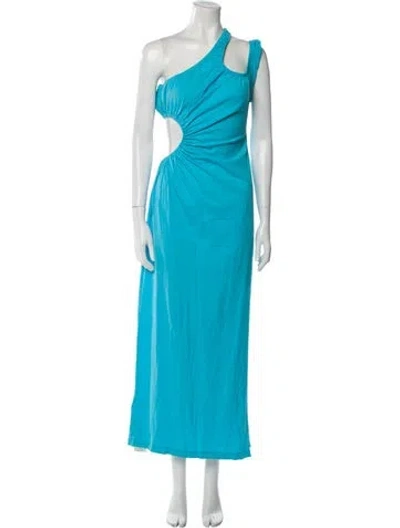Pre-owned Scanlan Theodore One-shoulder Long Dress In Blue