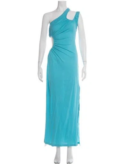 Pre-owned Scanlan Theodore One-shoulder Long Dress In Blue