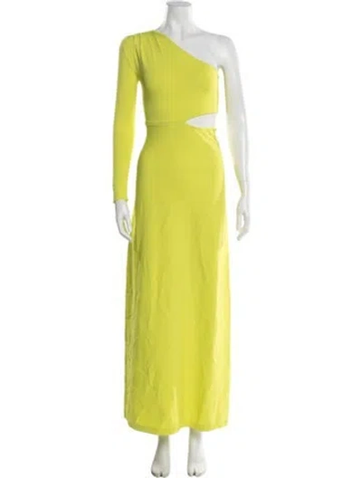 Pre-owned Scanlan Theodore One-shoulder Long Dress In Green