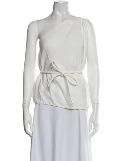 Pre-owned Scanlan Theodore One-shoulder Long Sleeve Top In White