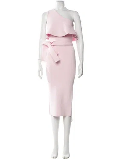 Pre-owned Scanlan Theodore One-shoulder Midi Length Dress In Pink