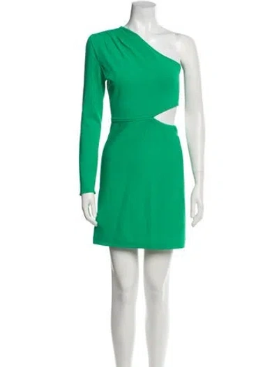Pre-owned Scanlan Theodore One-shoulder Mini Dress In Green