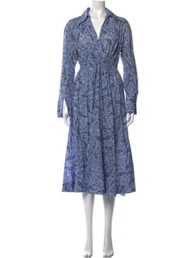 Pre-owned Scanlan Theodore Paisley Print Long Dress In Blue