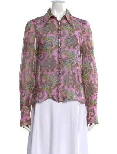Pre-owned Scanlan Theodore Paisley Print Long Sleeve Blouse In Multi