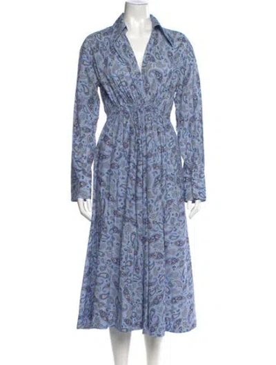 Pre-owned Scanlan Theodore Paisley Print Midi Length Dress In Blue