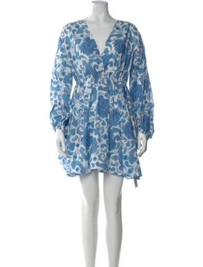 Pre-owned Scanlan Theodore Paisley Print Mini Dress In Blue