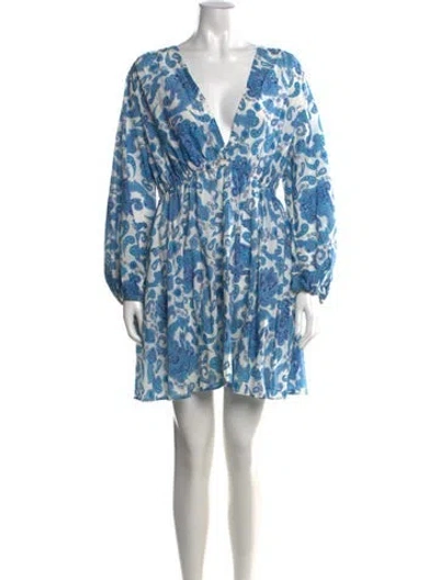 Pre-owned Scanlan Theodore Paisley Print Mini Dress In Blue