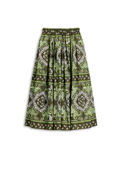 Scanlan Theodore Parachute Cotton Bandana Skirt In Green
