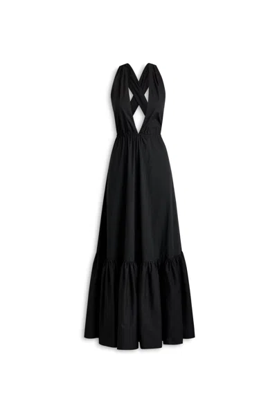 Scanlan Theodore Parachute Cotton Halter Dress In Black
