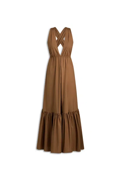 Scanlan Theodore Parachute Cotton Halter Dress In Brown