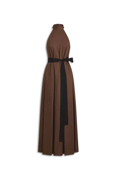 Scanlan Theodore Parachute Cotton Pleat Dress In Brown