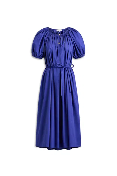 Scanlan Theodore Parachute Cotton Poppy Dress In Cobalt
