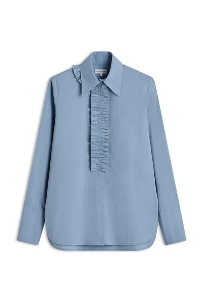 Scanlan Theodore Parachute Cotton Ruffle Shirt In Blue