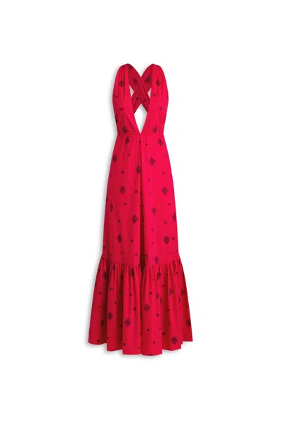 Scanlan Theodore Parachute Foulard Halter Dress In Red