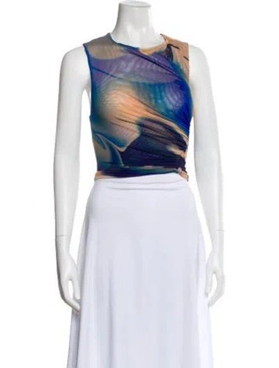 Pre-owned Scanlan Theodore Patterned Crew Neck Top In Blue