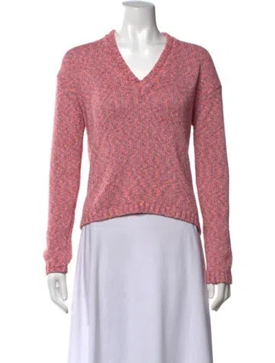 Pre-owned Scanlan Theodore Patterned V-neck Sweater In Pink