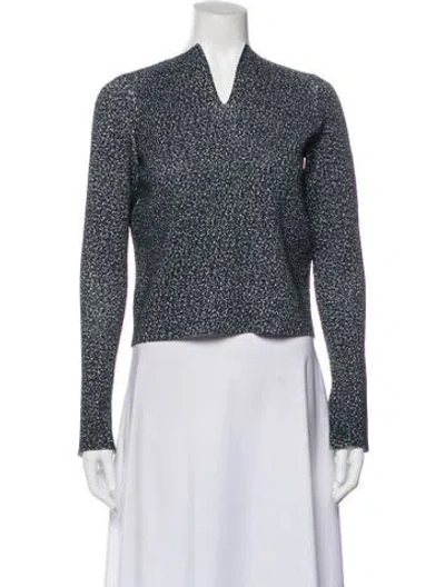 Pre-owned Scanlan Theodore Patterned V-neck Top In Gray
