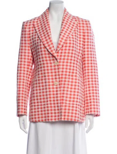 Pre-owned Scanlan Theodore Plaid Print Blazer In Pink
