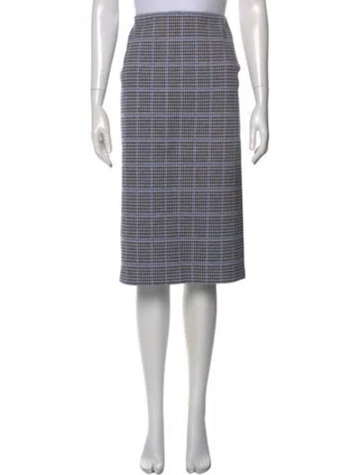 Pre-owned Scanlan Theodore Plaid Print Knee-length Skirt In Blue