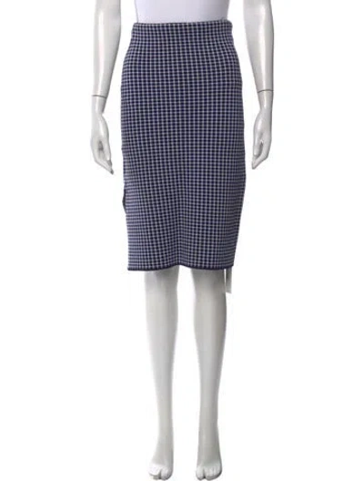 Pre-owned Scanlan Theodore Plaid Print Knee-length Skirt In Blue