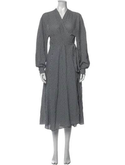 Pre-owned Scanlan Theodore Plaid Print Long Dress In Black/white