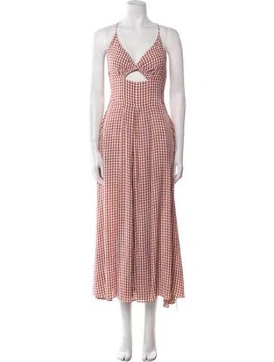 Pre-owned Scanlan Theodore Plaid Print Long Dress In Multi