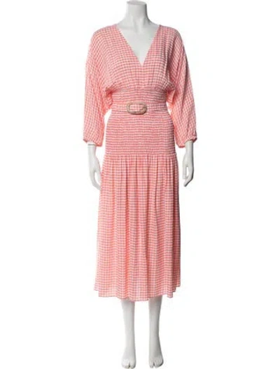 Pre-owned Scanlan Theodore Plaid Print Long Dress In Red