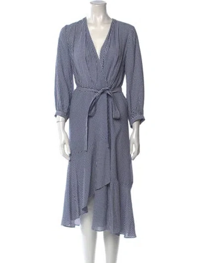 Pre-owned Scanlan Theodore Plaid Print Midi Length Dress In Blue