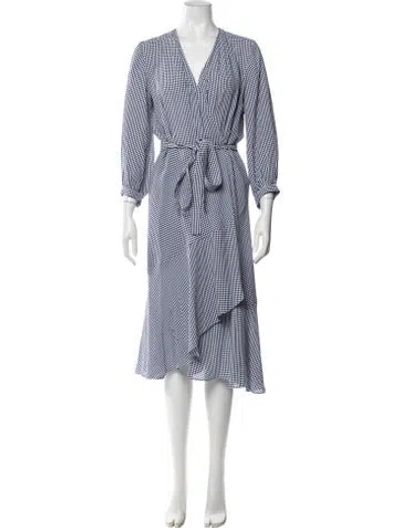 Pre-owned Scanlan Theodore Plaid Print Midi Length Dress In Blue