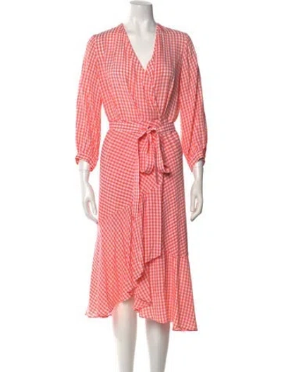 Pre-owned Scanlan Theodore Plaid Print Midi Length Dress In Pink