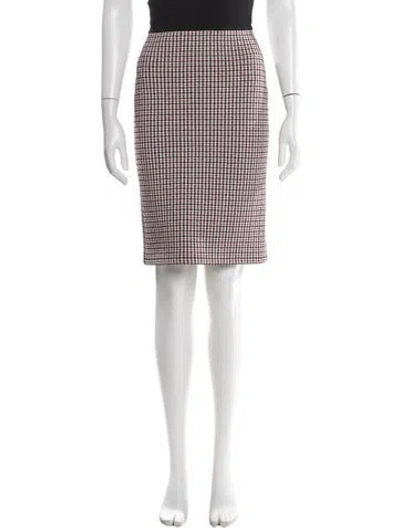 Pre-owned Scanlan Theodore Plaid Print Midi Length Skirt In Black/burgundy/white