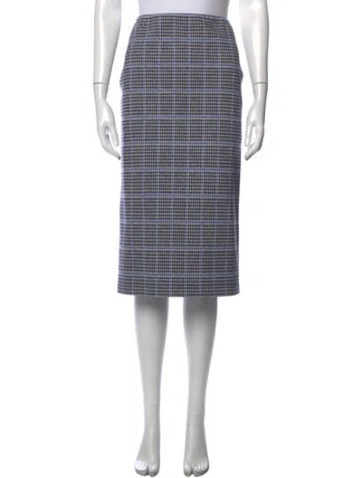Pre-owned Scanlan Theodore Plaid Print Midi Length Skirt In Blue