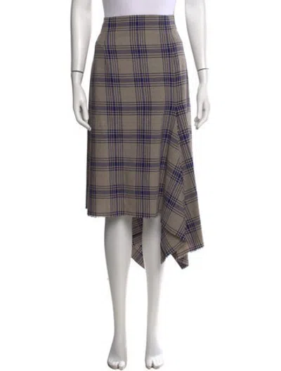 Pre-owned Scanlan Theodore Plaid Print Midi Length Skirt In Neutrals
