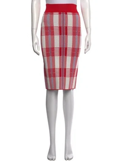 Pre-owned Scanlan Theodore Plaid Print Midi Length Skirt In Red