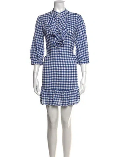 Pre-owned Scanlan Theodore Plaid Print Mini Dress In Blue