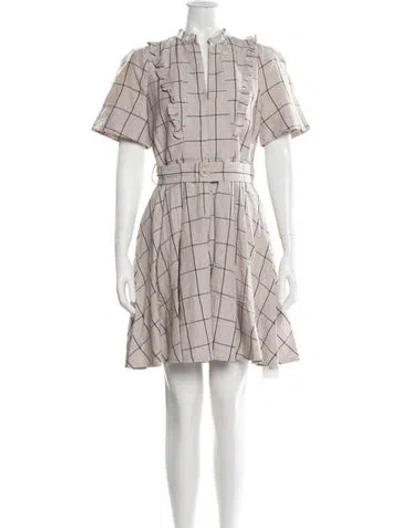 Pre-owned Scanlan Theodore Plaid Print Mini Dress In Neutral