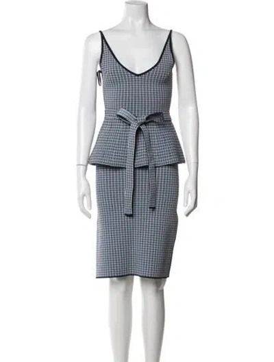 Pre-owned Scanlan Theodore Plaid Print Skirt Set In Blue