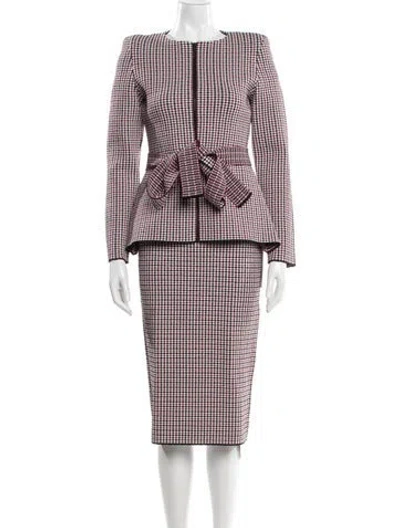 Pre-owned Scanlan Theodore Plaid Print Skirt Set In Red