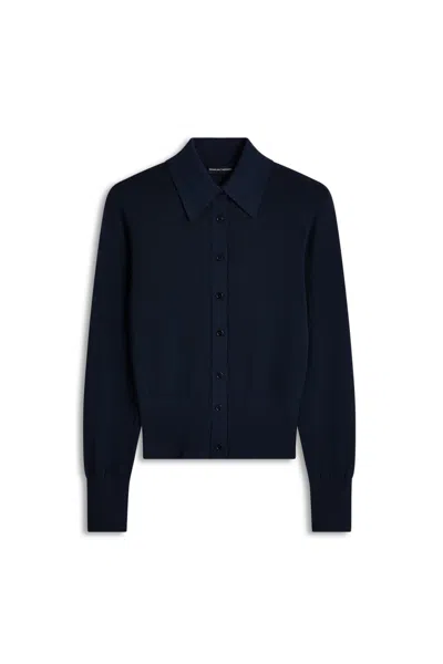 Scanlan Theodore Pleat Shirt Cardigan In Navy