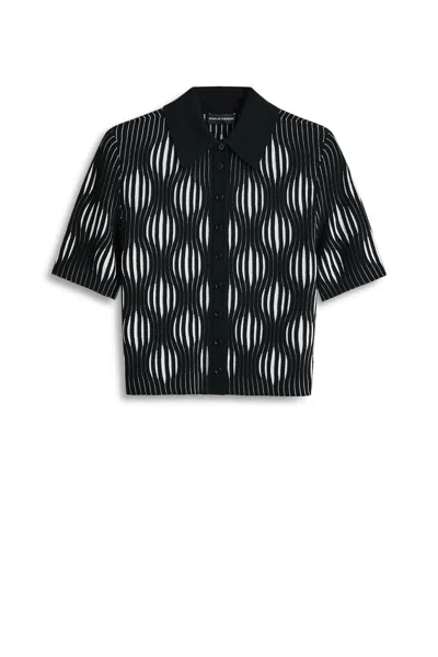Scanlan Theodore Pleat Wave Stitch Shirt In Black