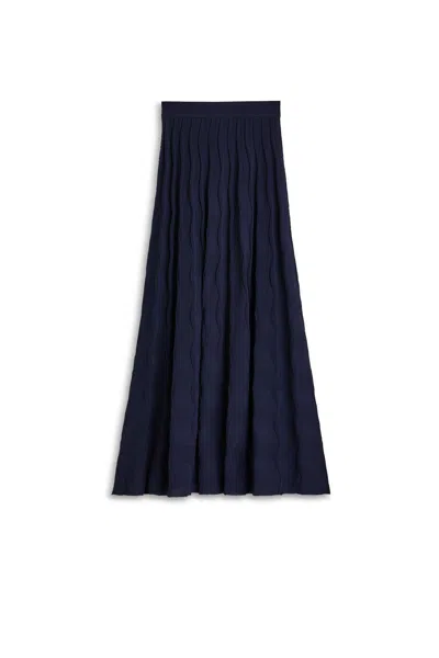 Scanlan Theodore Pleat Wave Stitch Skirt In Blue