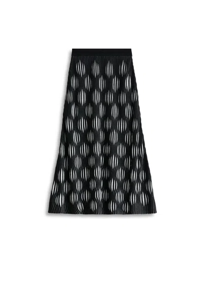 Scanlan Theodore Pleat Wave Stitch Skirt In Black