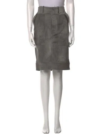 Pre-owned Scanlan Theodore Pleated Accents Knee-length Skirt In Gray