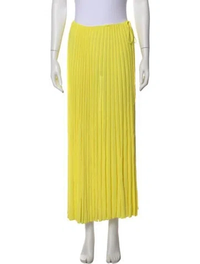 Pre-owned Scanlan Theodore Pleated Accents Long Skirt In Yellow