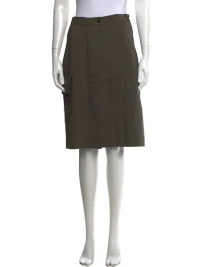 Pre-owned Scanlan Theodore Pleated Accents Midi Length Skirt In Green