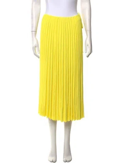 Pre-owned Scanlan Theodore Pleated Accents Midi Length Skirt In Yellow