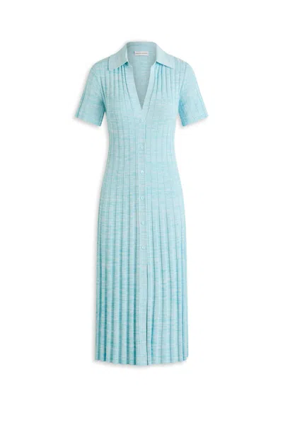 Scanlan Theodore Pleated Rib Marle Placket Dress In Multi