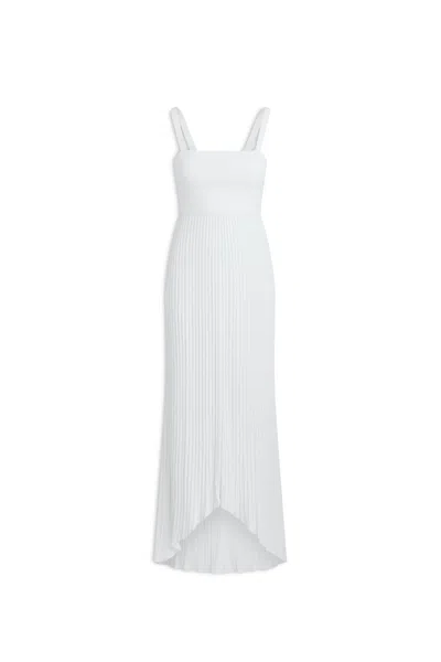 Scanlan Theodore Pleated Rib Square Neck Dress In White