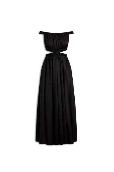 Scanlan Theodore Polished Voile Gather Dress In Black