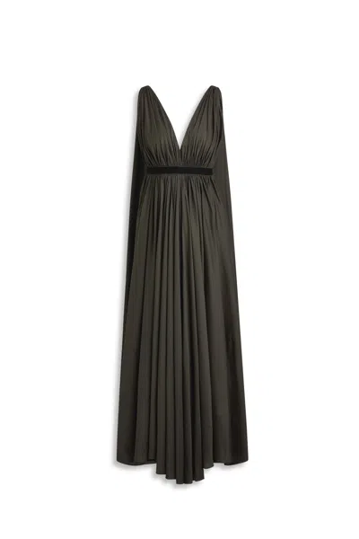 Scanlan Theodore Polished Voile Grosgrain Gown In Green